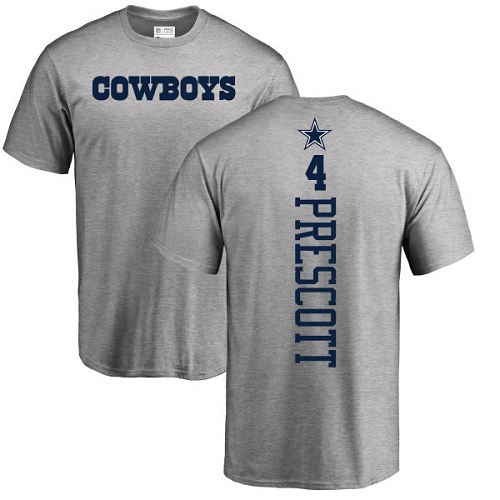 Men Dallas Cowboys Ash Dak Prescott Backer #4 Nike NFL T Shirt->dallas cowboys->NFL Jersey